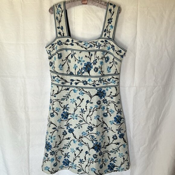 ANTHROPOLGIE MAEVE blue and white floral print A-line dress. Size X-large. - Picture 1 of 10